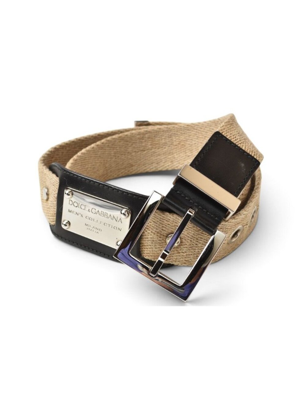 Dolce & Gabbana Belt & Buckle Canvas Leather Beige D&G 95